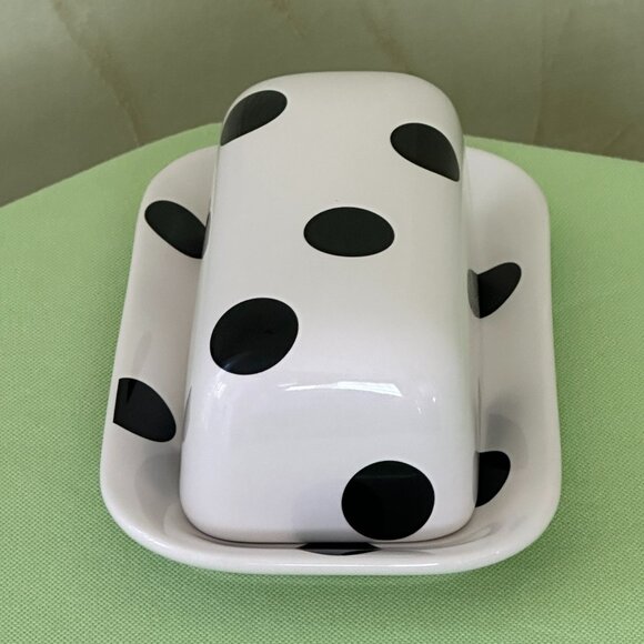 KATE SPADE DECO DOT COVERED BUTTER DISH:NWT DOTS - Picture 4 of 14